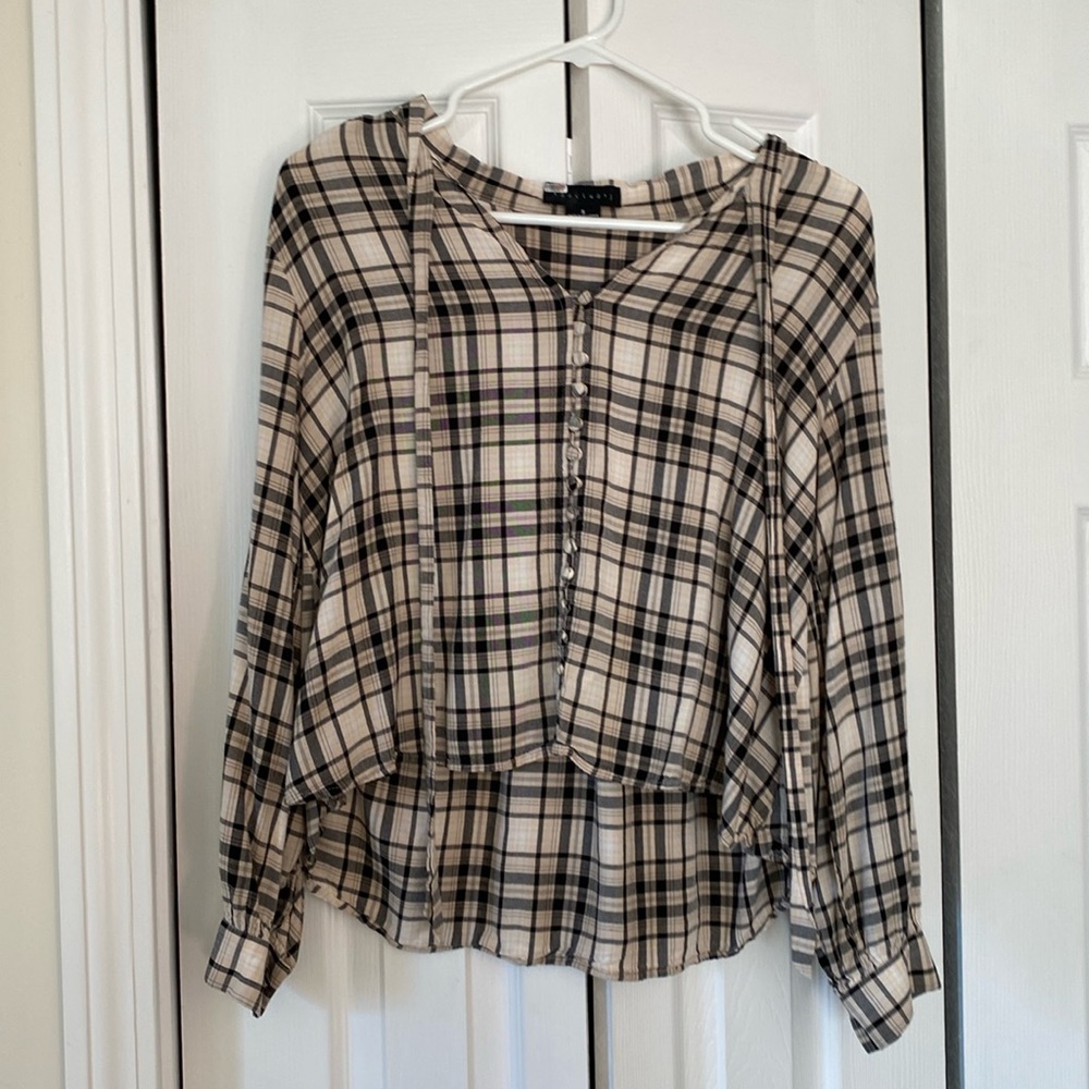 Black and Tan Plaid Shirt | Size Small | Sanctuary Brand | Fall Button up shirt